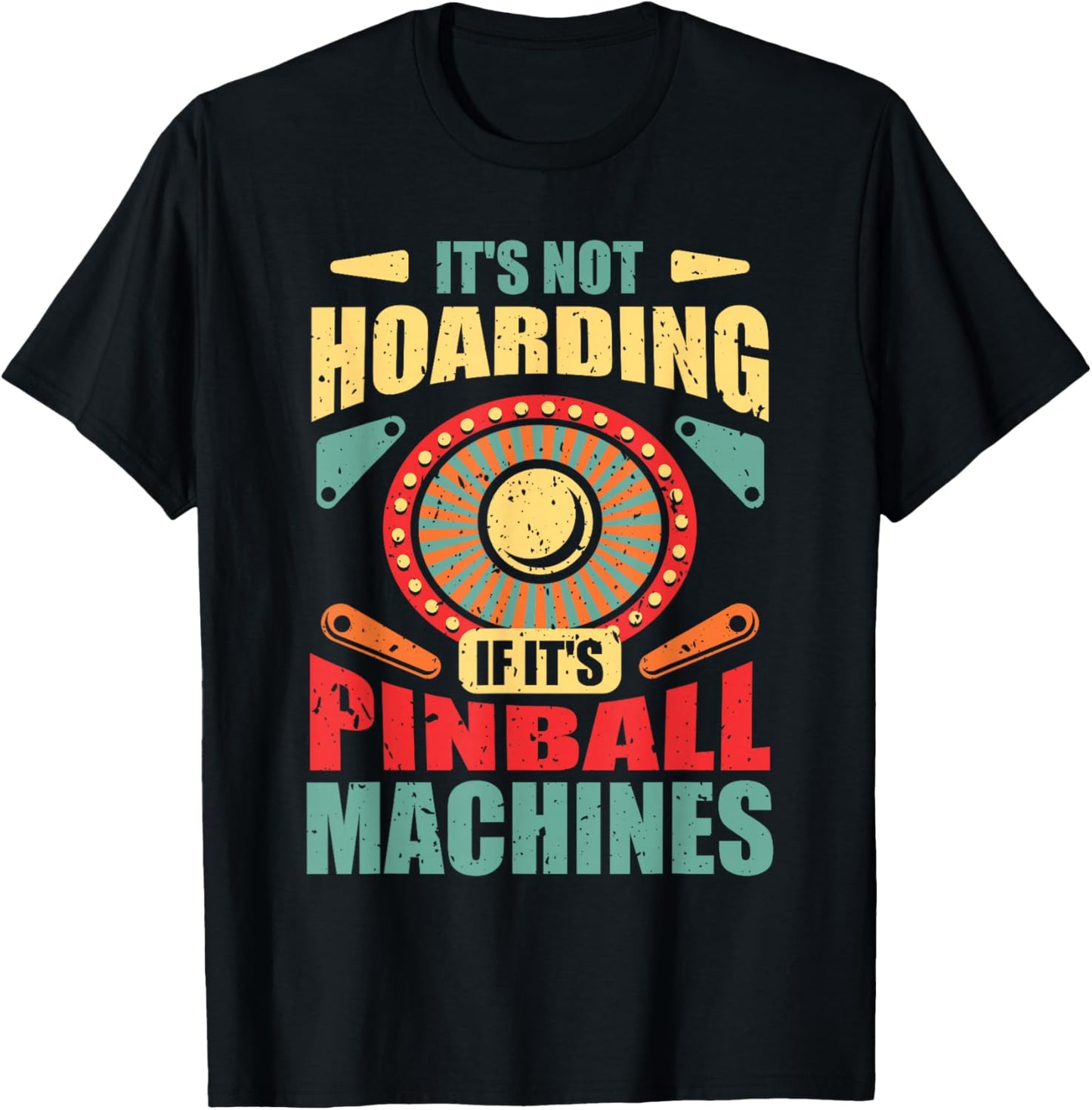 Funny Vintage Pinball Gamer Flipper Flipping Ball Lover Gag , Small, Black T-Shirt - T-Shirt | Black