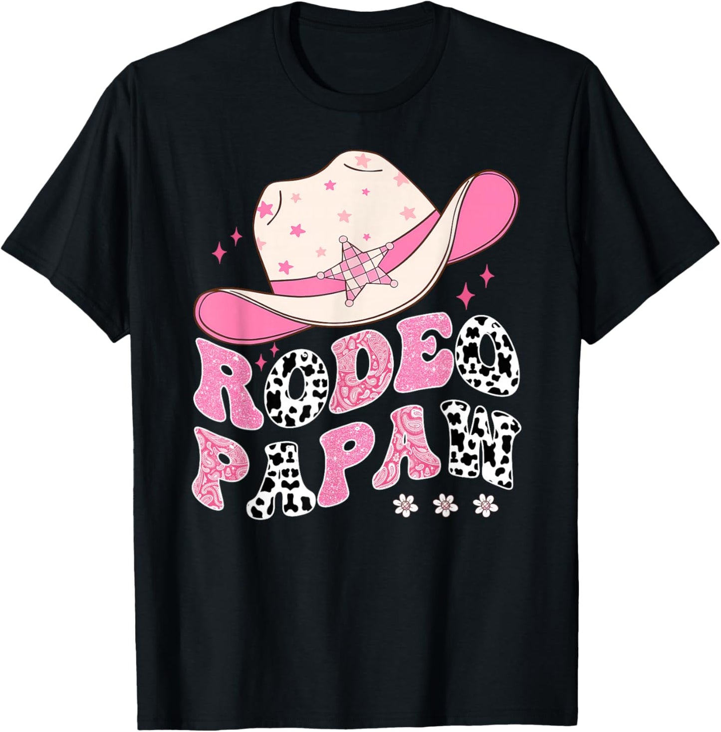 Rodeo Papaw Pink CowGirl 1St Birthday Family Matching T-Shirt - T-Shirt | Black