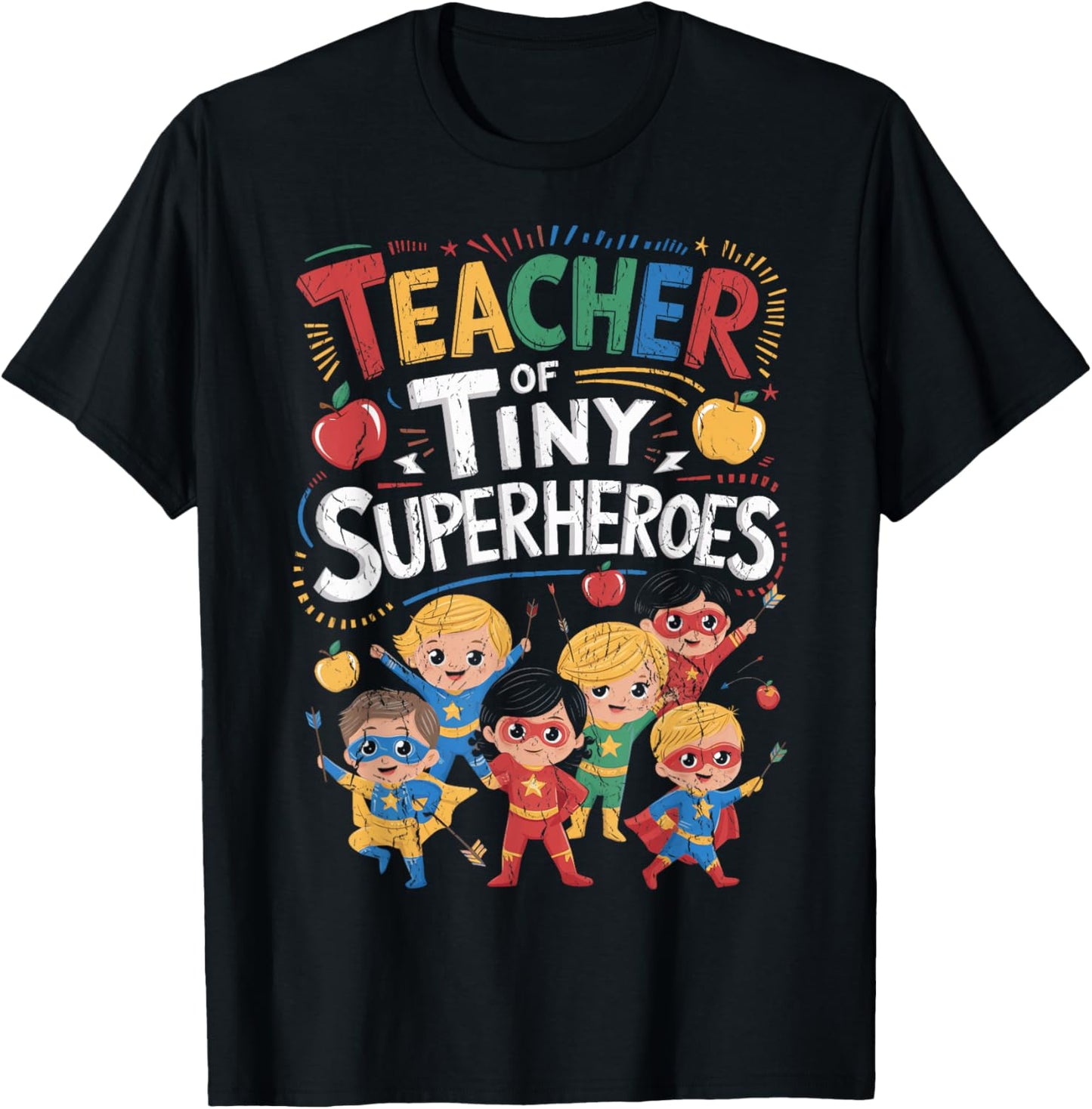 Teacher Of Tiny Superheroes Elementary Teacher Appreciation T-Shirt - T-Shirt | Black