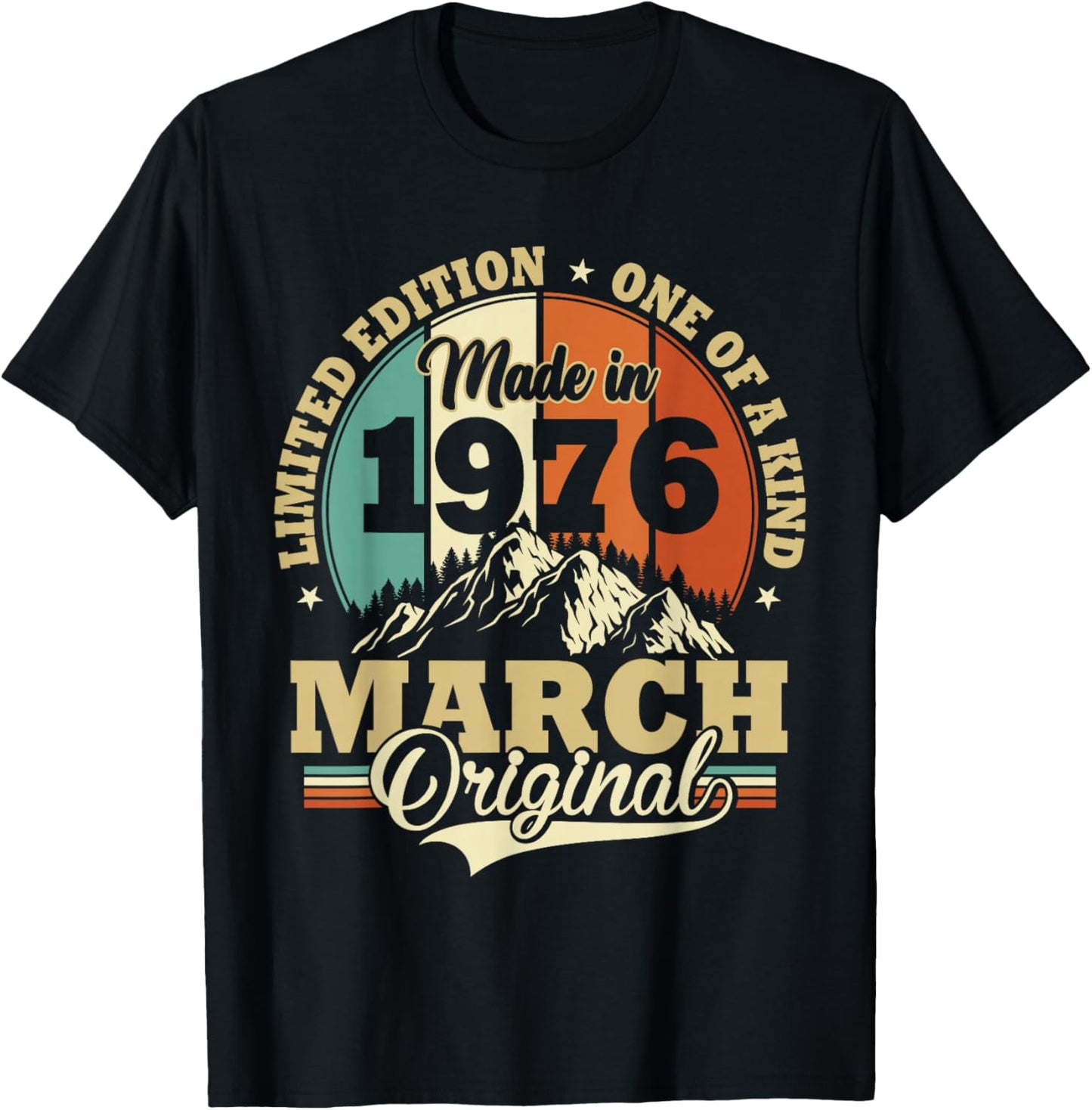 Vintage March 1976 Humor Gift Birthday 50 Years T-Shirt - T-Shirt | Black