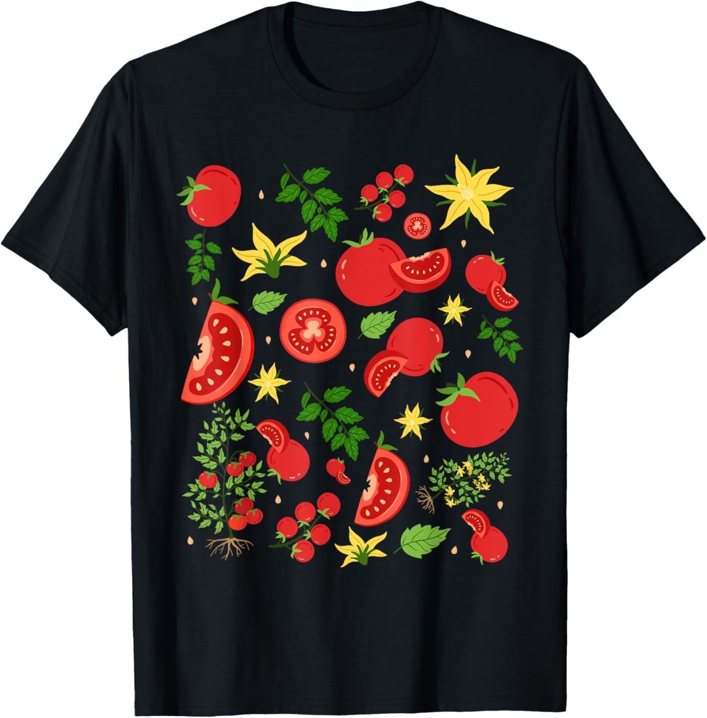 Funny Tomato Pun Hand Draw Tomatoes Watercolor Summer Foodie T-Shirt - T-Shirt | Black