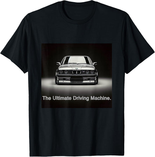 Russ Designs Ultimate Driving Machine Vintage Euro E30 - Black, Small, , Short Sleeve, Polyester, Car-Themed, Driving, All Seasons T-Shirt - T-Shirt | Black