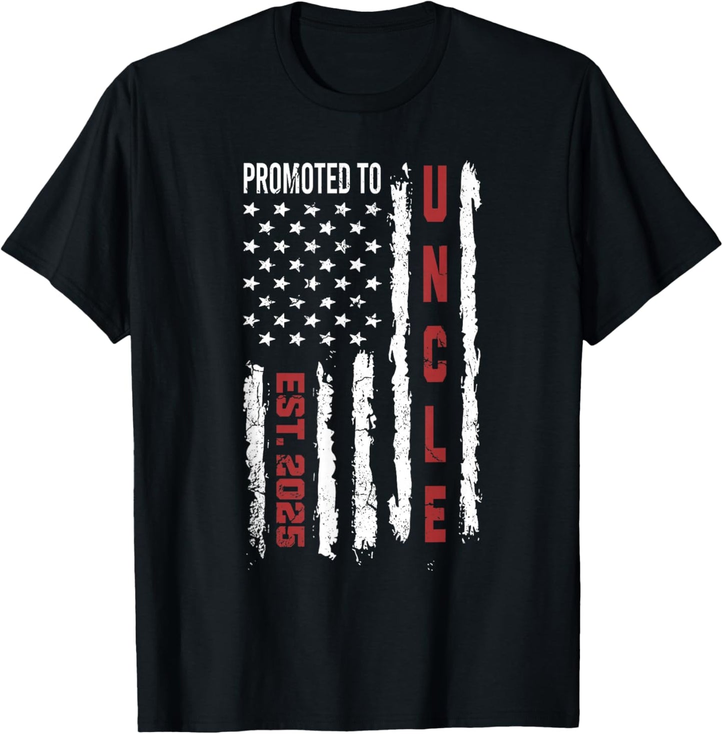 Promoted To Uncle 2025, First Time Uncle American Flag Women Girls Kids Men T-Shirt - T-Shirt | Black