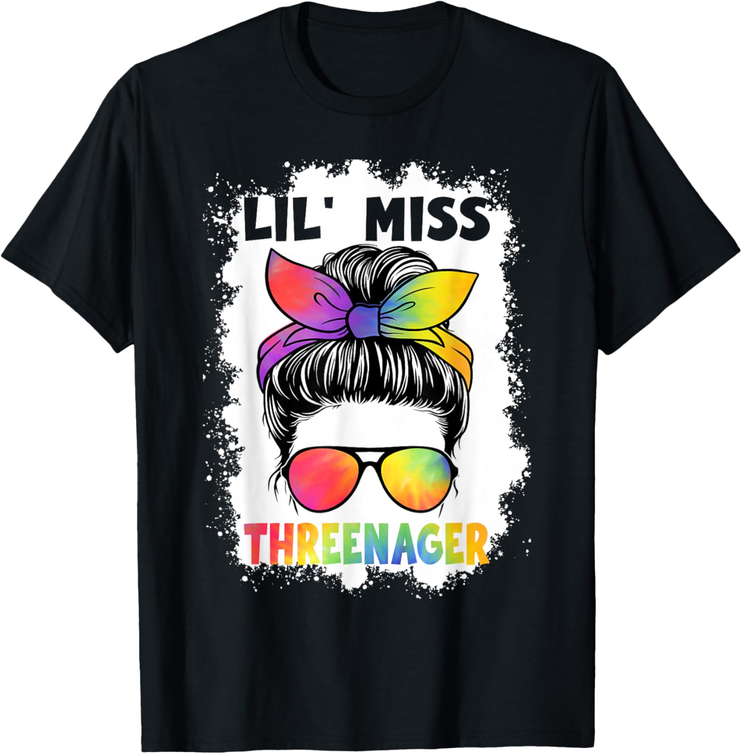 Little Miss Threenager Birthday 3 Years 3rd Birthday Girl T-Shirt - T-Shirt | Black