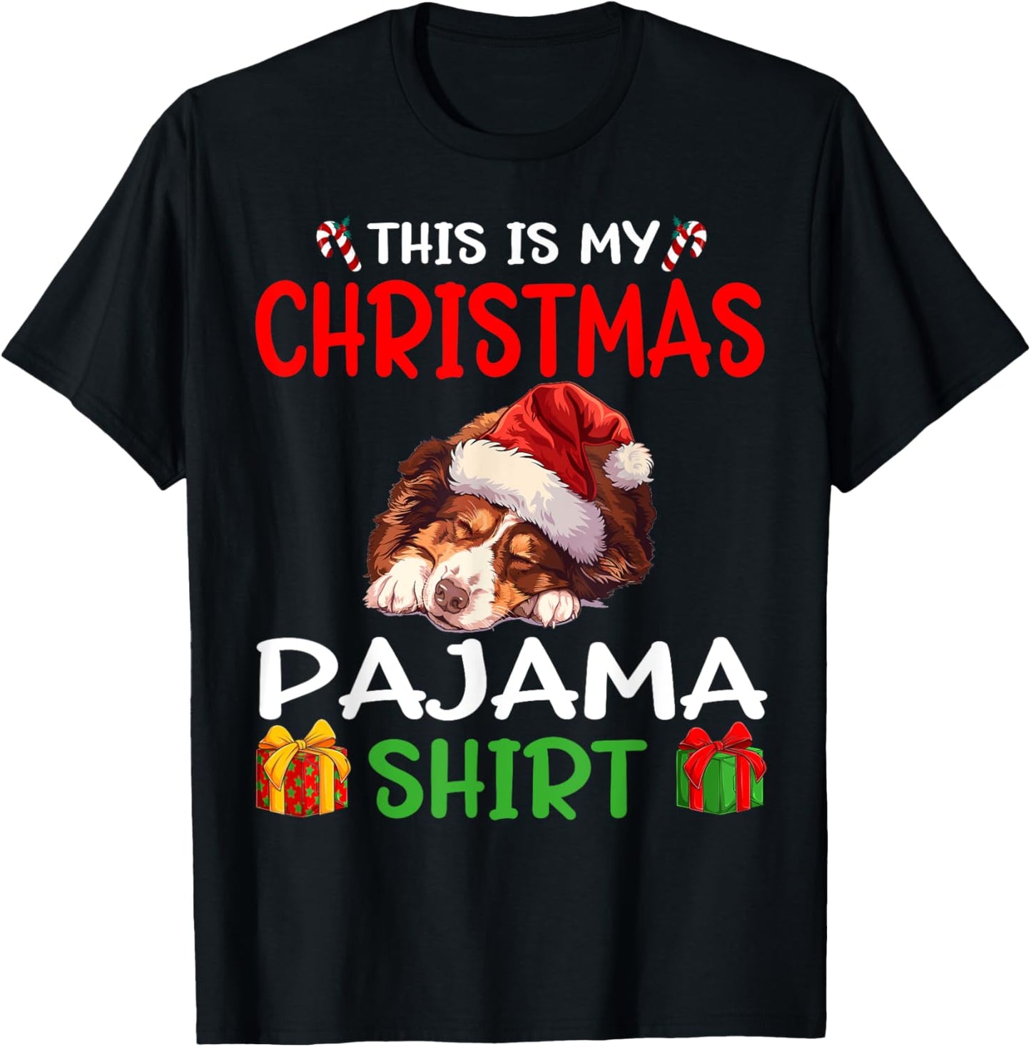 Cute Australian Shepherd Dog This is my Christmas Pajama Women Kids T-Shirt - T-Shirt | Black