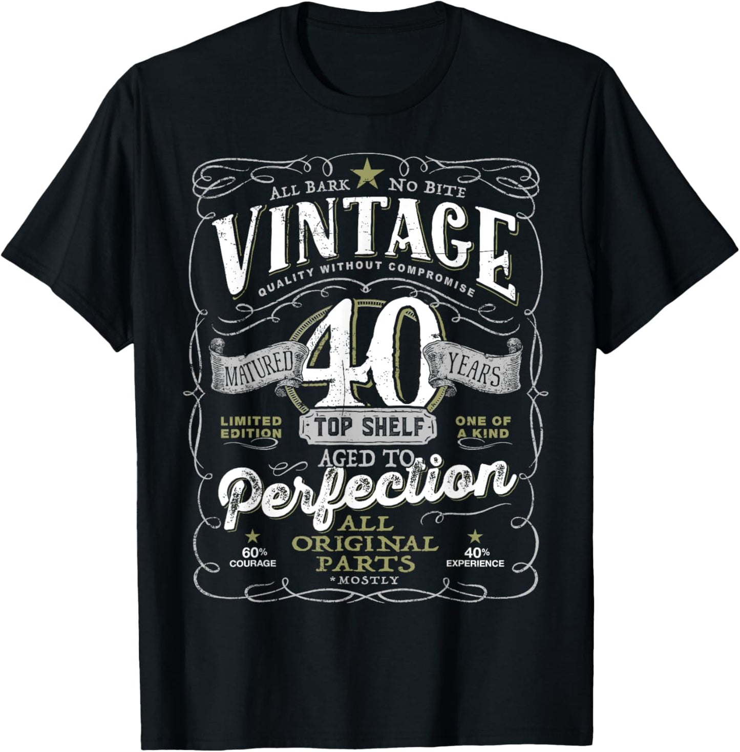 40th Birthday Top , Vintage Aged Top Shelf Born 1985 T-Shirt - T-Shirt | Black