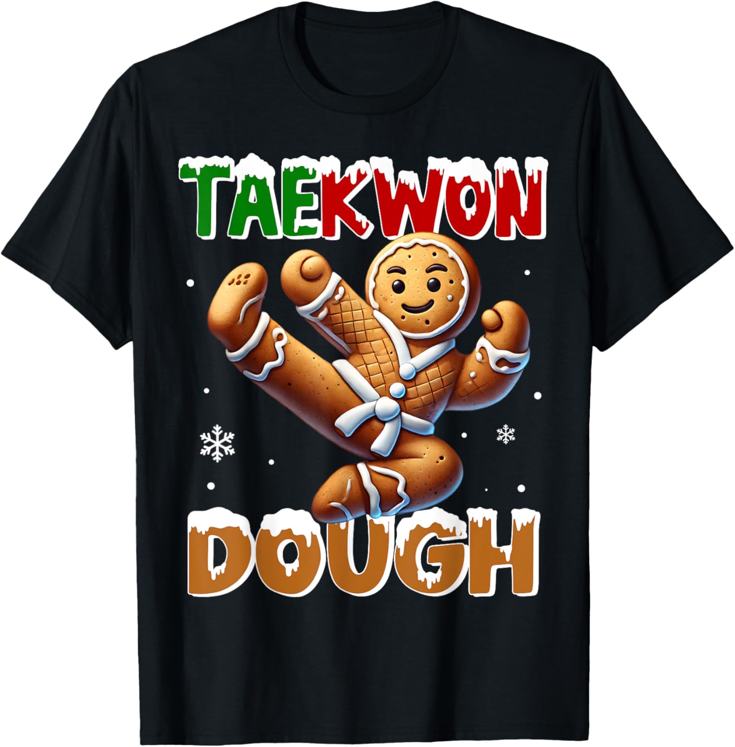 Funny Christmas Taekwondo TaeKwon Dough Ginger Bread Man T-Shirt - T-Shirt | Black