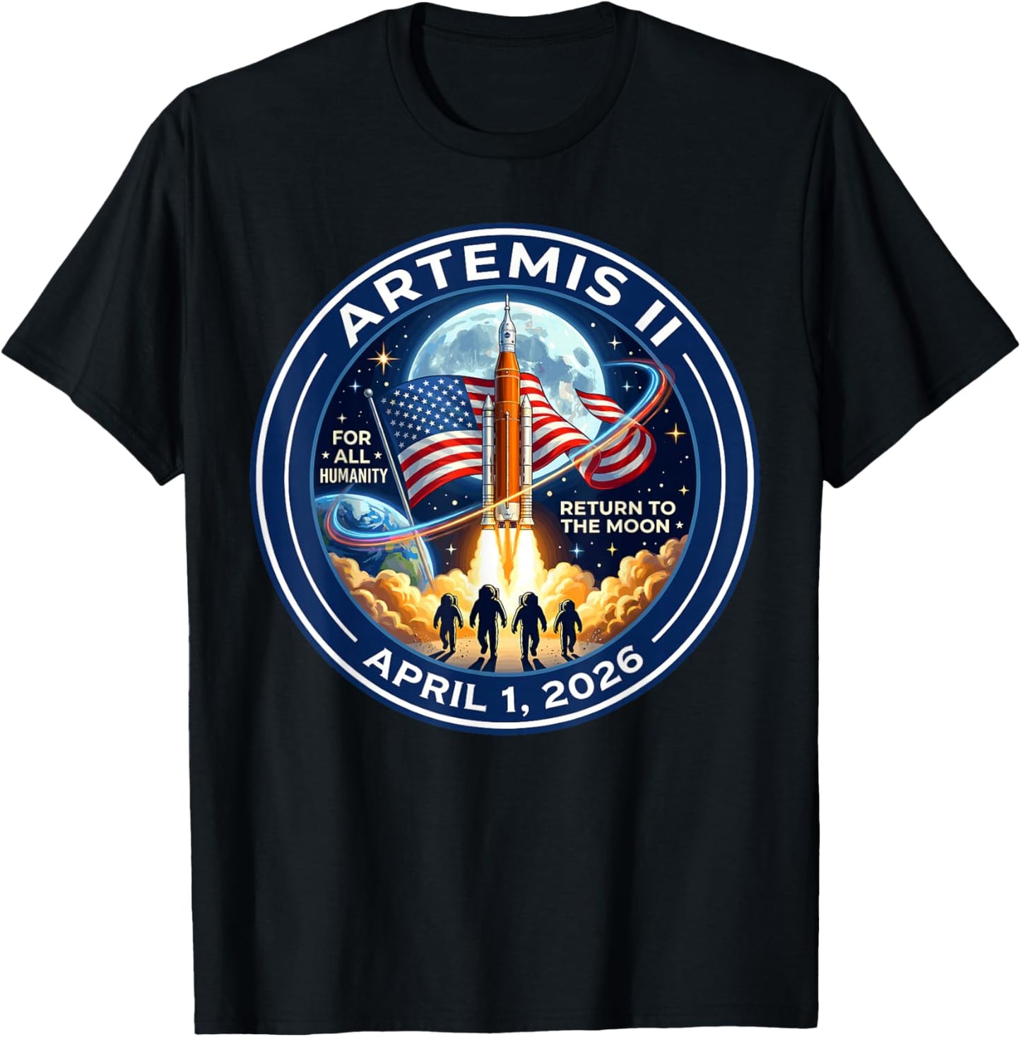 Artemis II 2026 Rocket Launch Mission to The Moon Artemis 2 T-Shirt - T-Shirt | Black