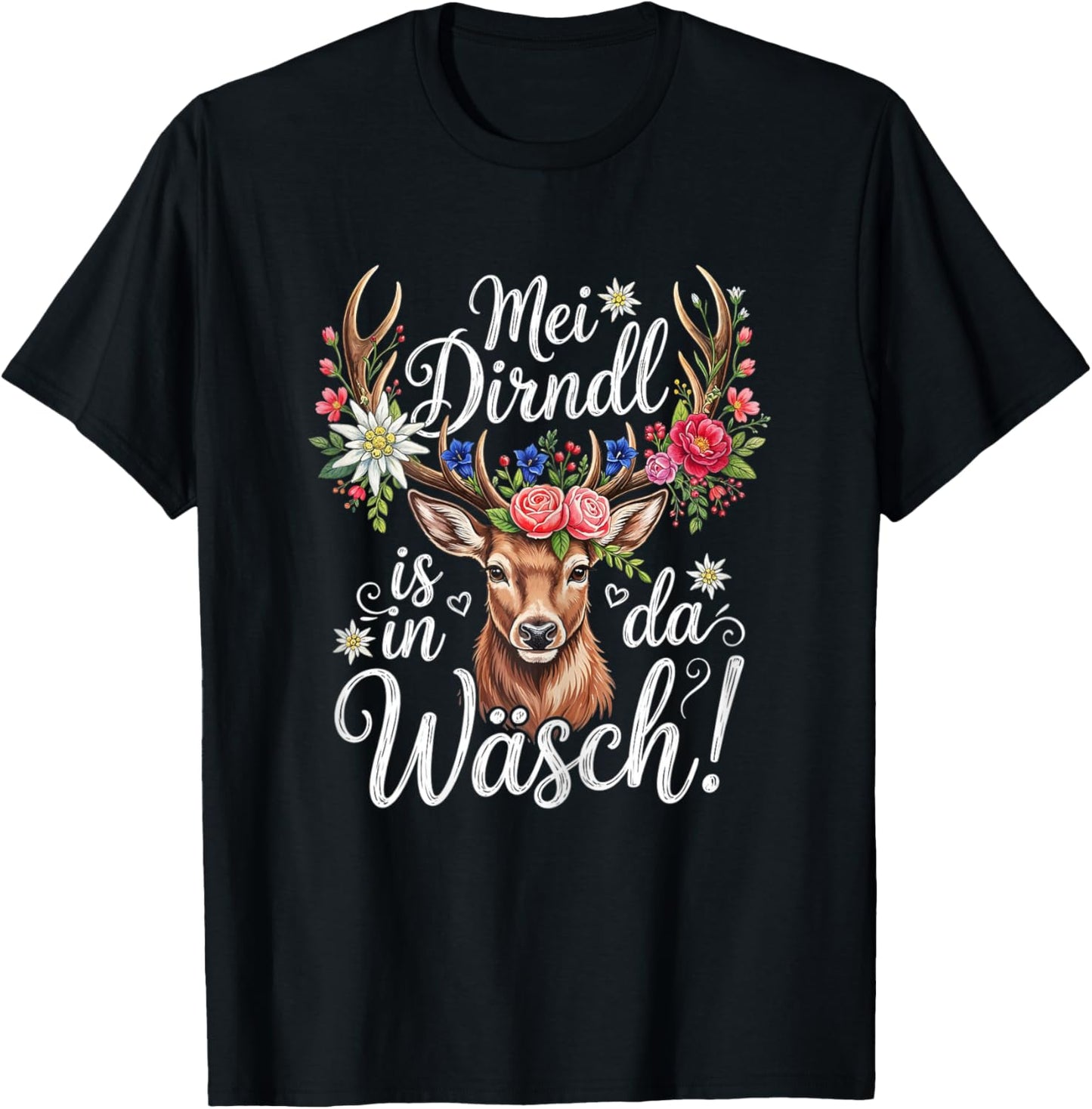 MEI Dirndl is in da Wäsch Trachtenshirt Damen Trachten T-Shirt - T-Shirt | Black