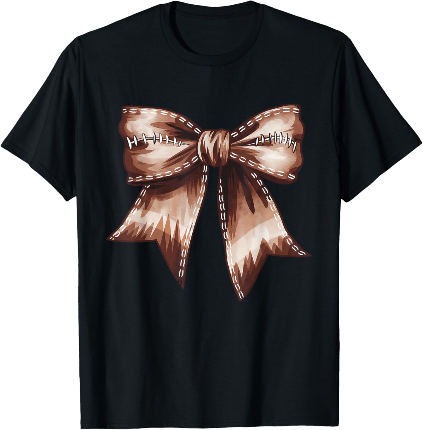 Coquette Bow Funny Football Lover Game Day Football Mom Mama T-Shirt - T-Shirt | Black