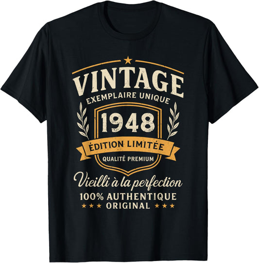 Birthday Gift 78 Years Vintage 1948 Humor 78 Years Man T-Shirt - T-Shirt | Black