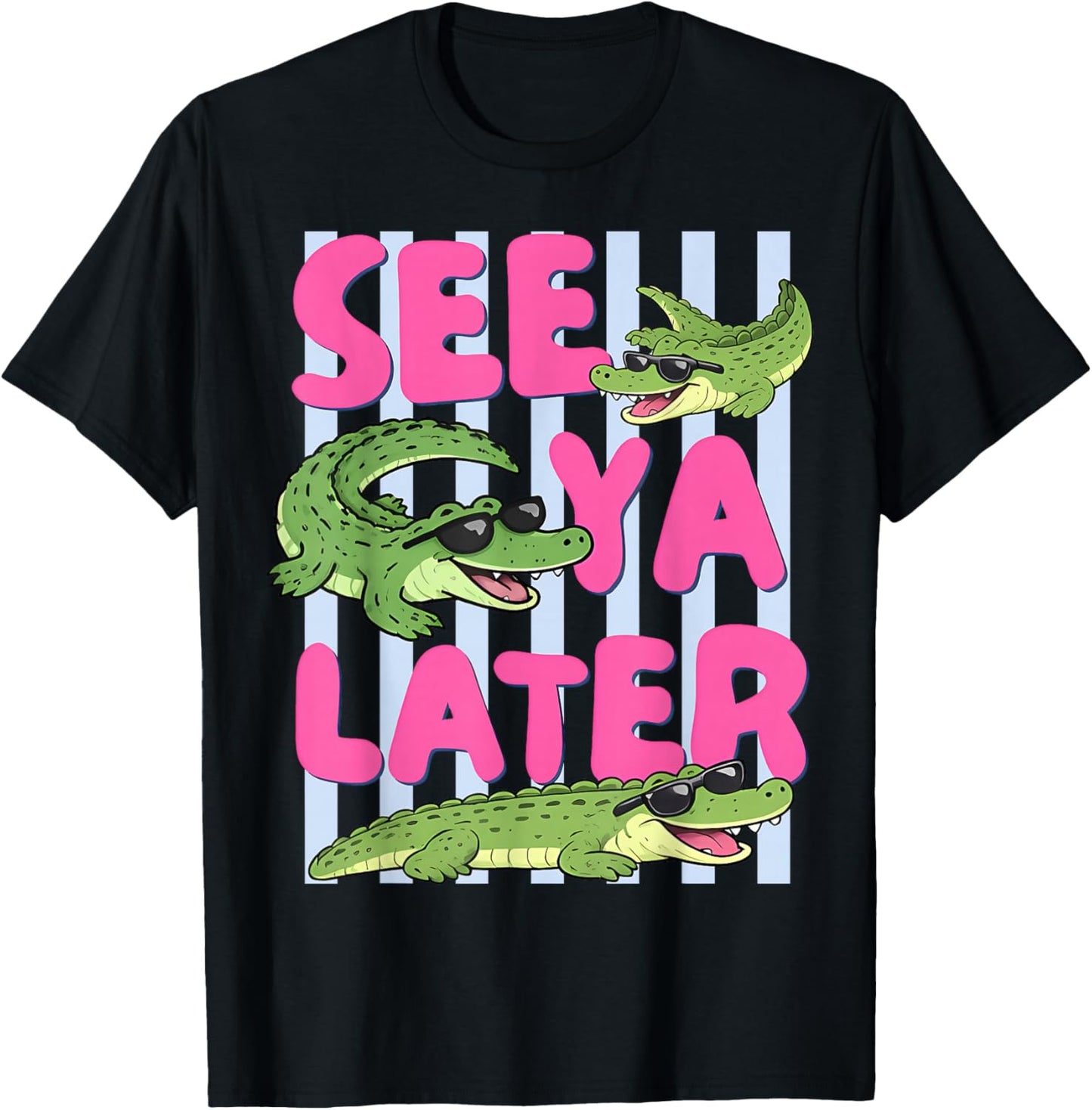 See Ya Later Funny Alligator Crocodile Graphic Teacher Kids T-Shirt - T-Shirt | Black