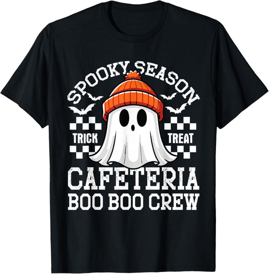 Spooky Season A Cafeteria Boo Crew Teacher Lunch Lady Squad T-Shirt - T-Shirt | Black