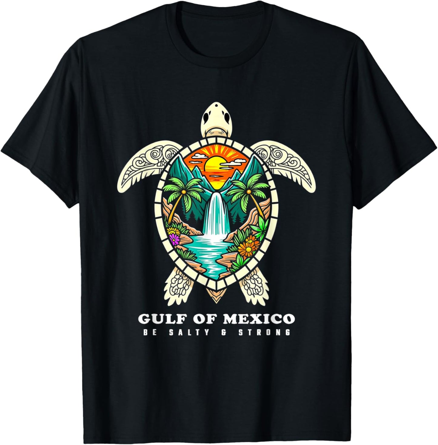 Retro Vintage Turtle Gulf of Mexico Be Salty And Strong T-Shirt - T-Shirt | Black