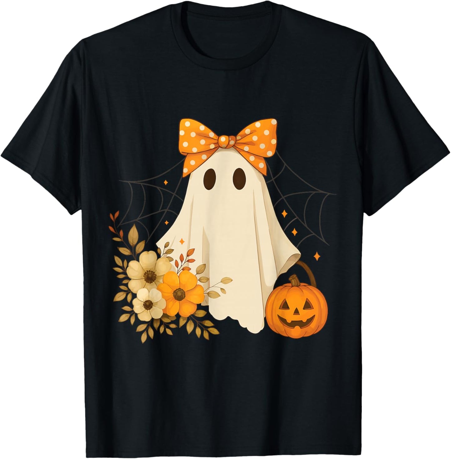 Coquette Flower Lace Ghost Funny Halloween Costume T-Shirt - T-Shirt | Black