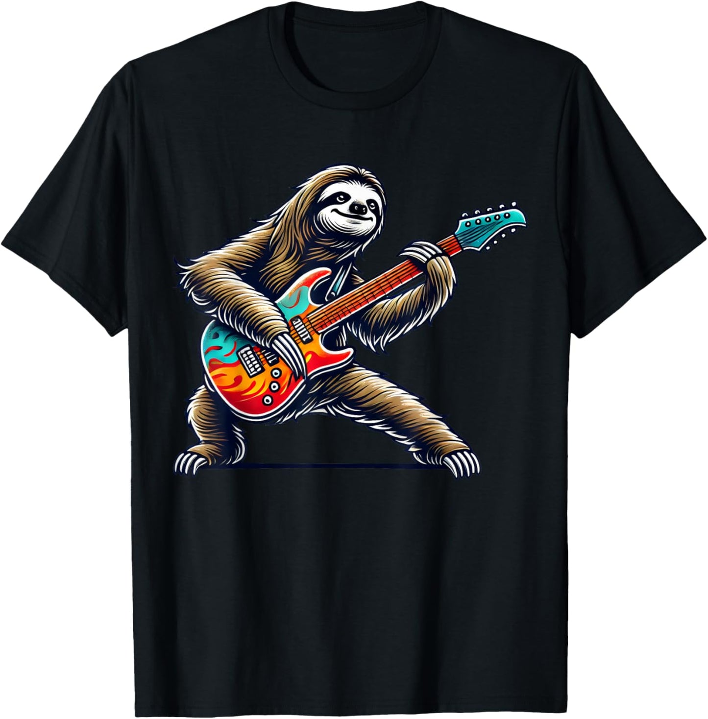 Cute Punk Sloth, Rock'n Roll Goth, Guitar Kids Rock Star T-Shirt - T-Shirt | Black