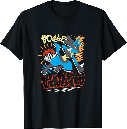 Pokémon - Fourth Generation - Lucario Streetwear Graffiti T-Shirt - T-Shirt | Black