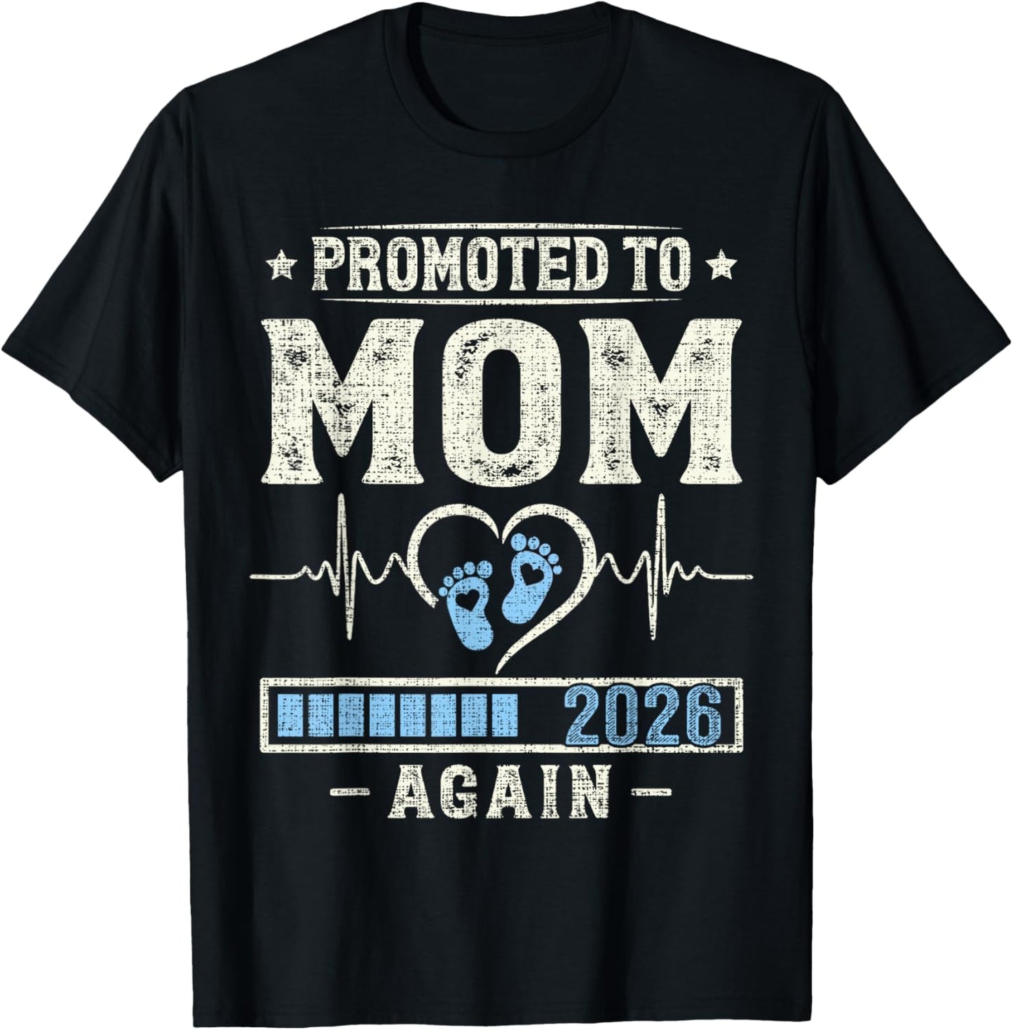 Promoted to Mom Again 2026 Pregnancy Expecting Baby Mother T-Shirt - T-Shirt | Black
