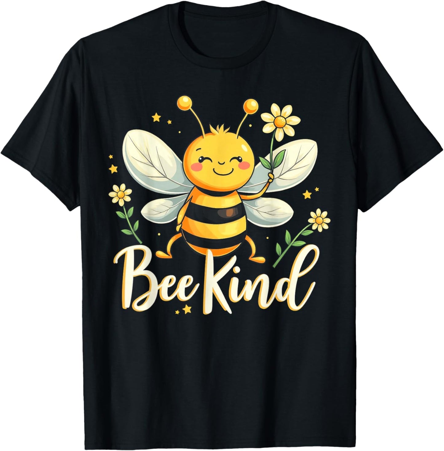 Bee Kind Cute bee with Flower Kindness T-Shirt - T-Shirt | Black
