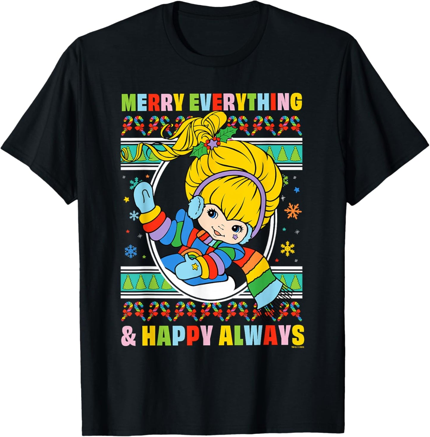 Rainbow Brite Christmas Merry Everything & Happy Always T-Shirt - T-Shirt | Black