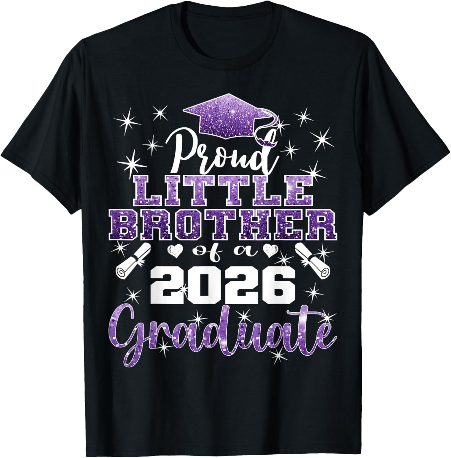 Super Proud Little Brother 2026 Graduate Graduation Family T-Shirt - T-Shirt | Black