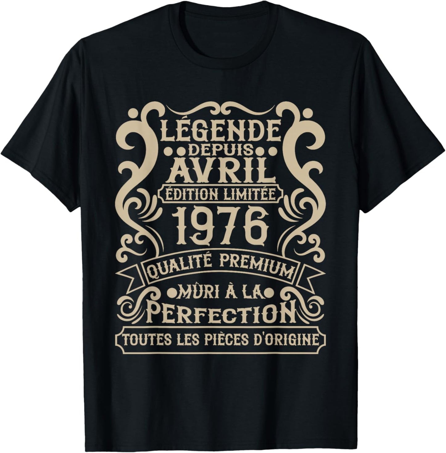 April 1976 - 49 Years Anniversary Gift Vintage 1976 , Black, S T-Shirt - T-Shirt | Black