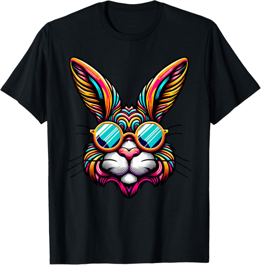 Lunettes de Soleil Vintage Lapin de Pâques rétro années 70 T-Shirt - T-Shirt | Black