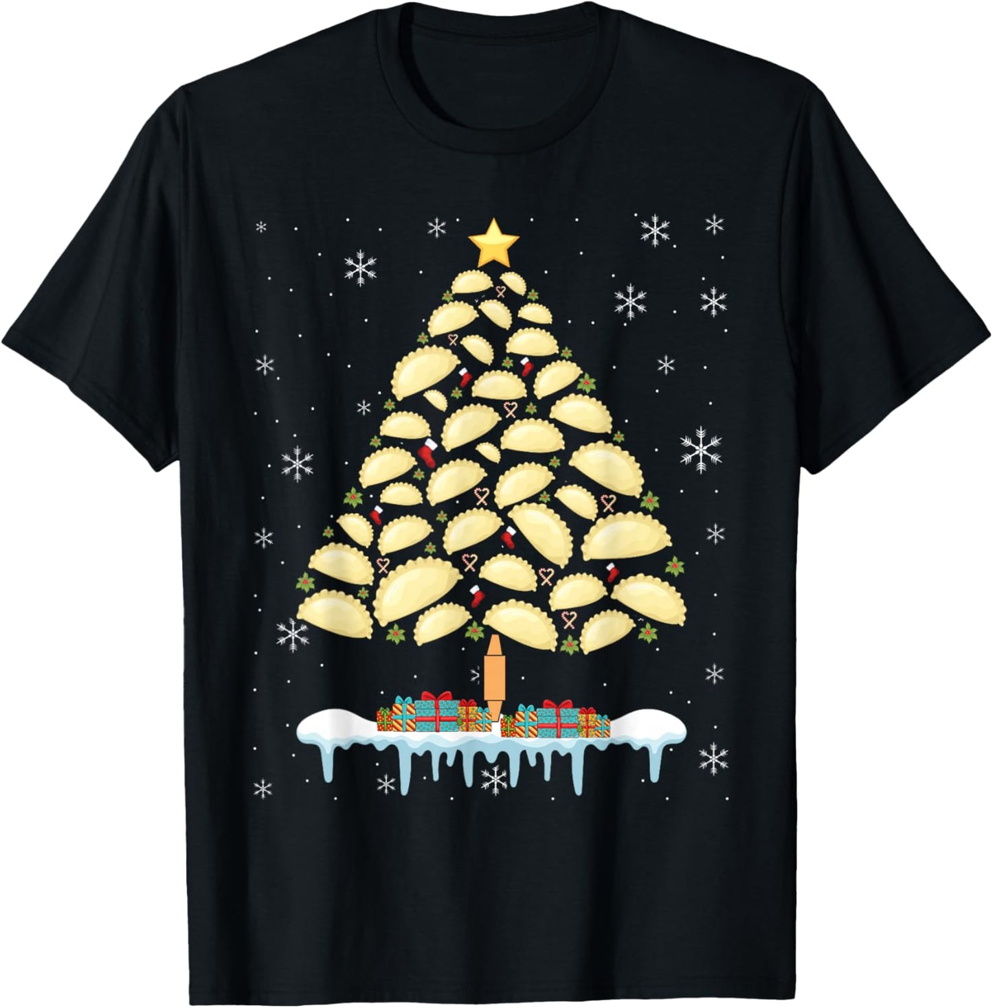 Pierogi Tree Polish Christmas Food Funny Men Women Kids T-Shirt - T-Shirt | Black