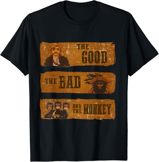 Good Bad Monkey Videogame Western Island Geek T-Shirt - T-Shirt | Black