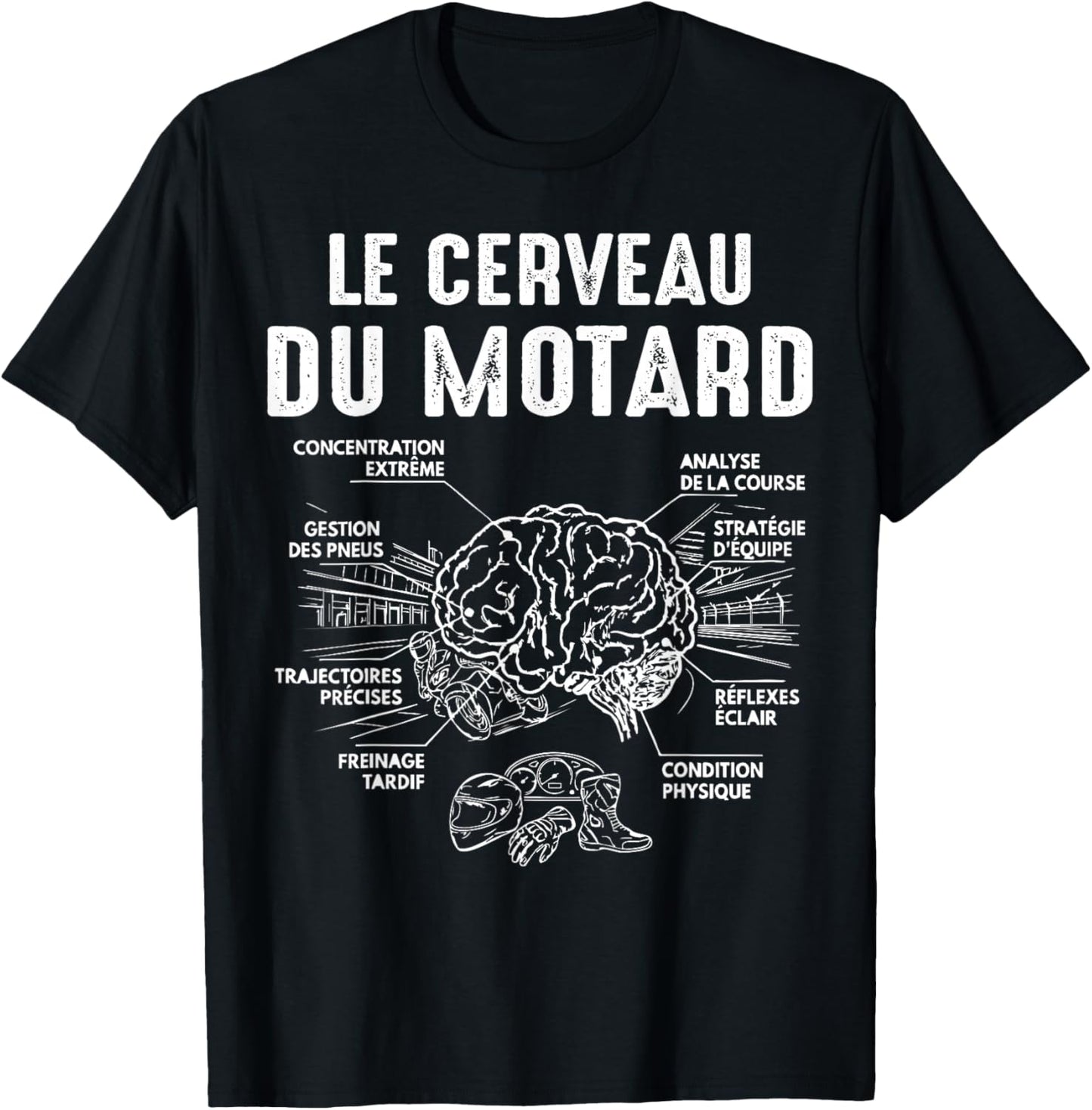 Moto Courses Le Cerveau du Motard Motos garçon Homme Drôle T-Shirt - T-Shirt | Black