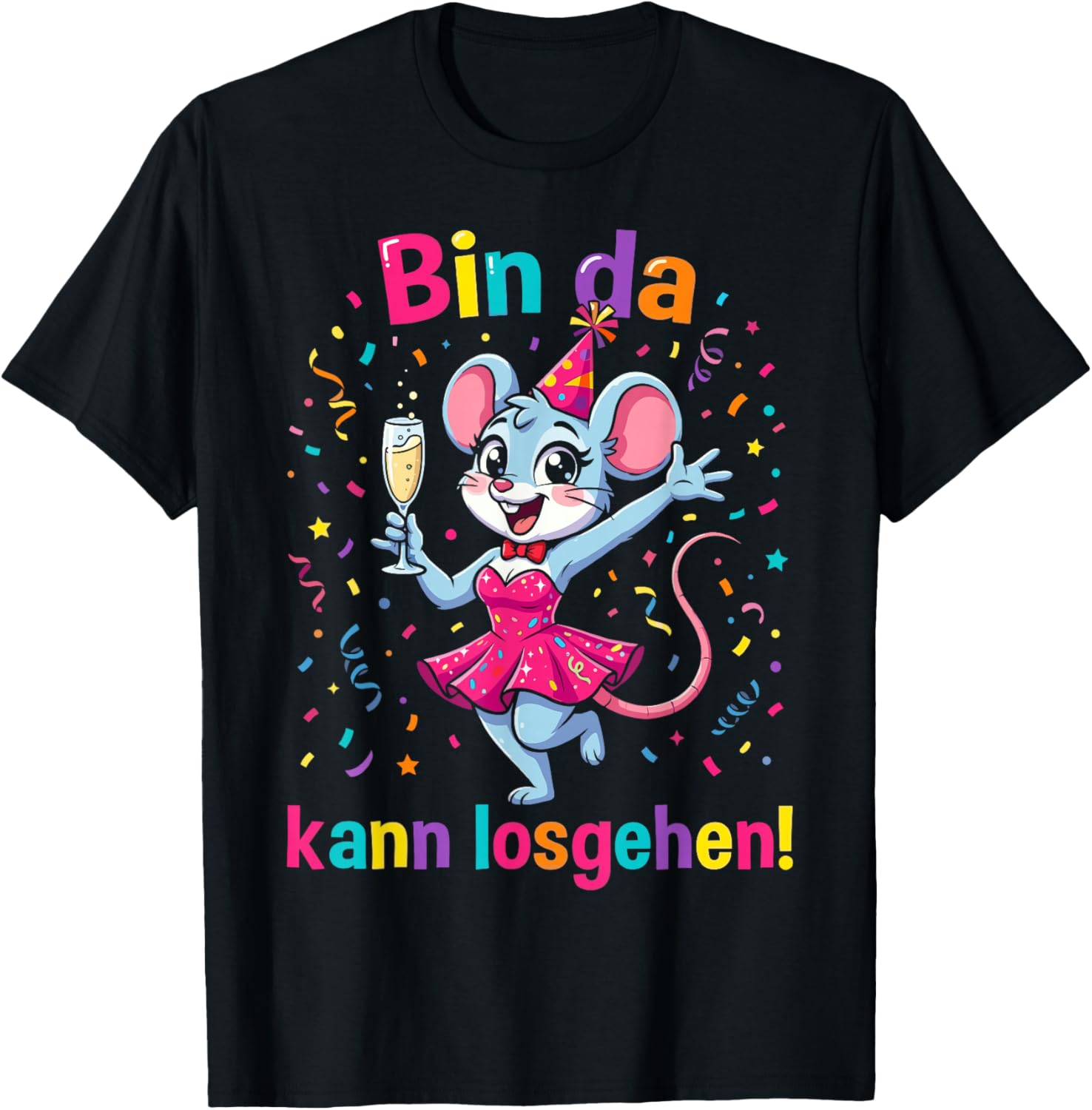 with German Text "Bin da kann losgehen" [German Language] T-Shirt - T-Shirt | Black