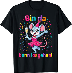 with German Text "Bin da kann losgehen" [German Language] T-Shirt - T-Shirt | Black