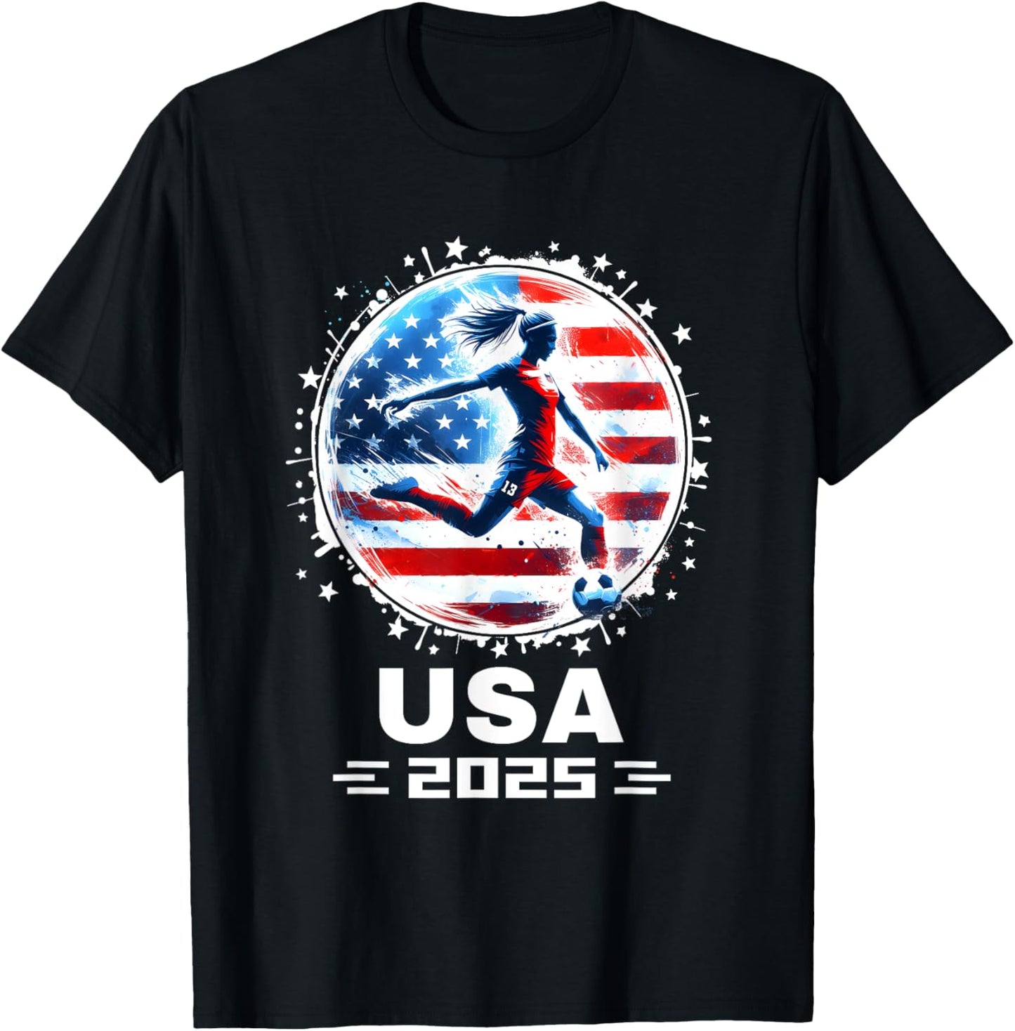Soccer Team American Flag Soccer Apparel Soccer 2025 T-Shirt - T-Shirt | Black