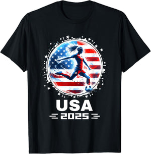 Soccer Team American Flag Soccer Apparel Soccer 2025 T-Shirt - T-Shirt | Black