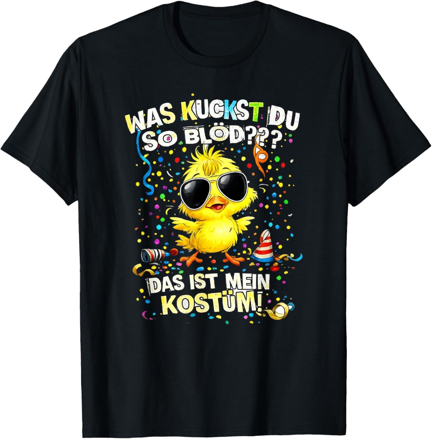 Carnival Costume Replacement Funny Saying Was Guckst du blöd Duck T-Shirt - T-Shirt | Black