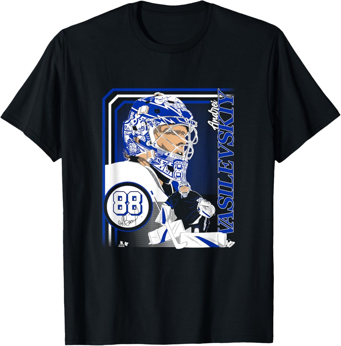 Andrei Vasilevskiy: Collage Frame - Tampa Bay Hockey T-Shirt - T-Shirt | Black