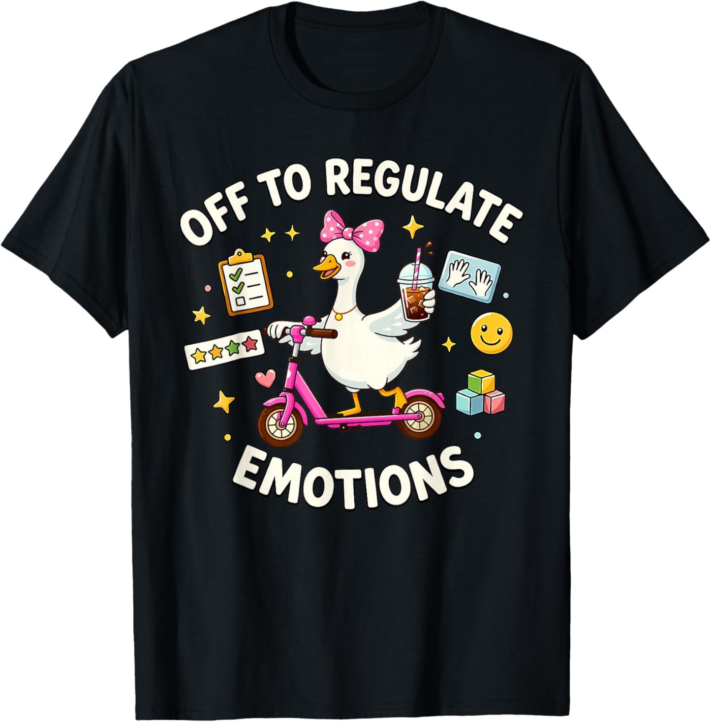 Off to Regulate Emotions Mental Health Funny Goose Scooter T-Shirt - T-Shirt | Black