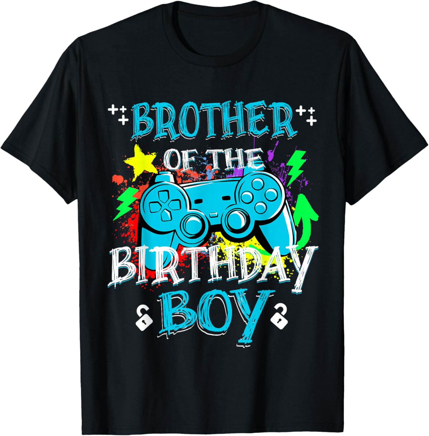 Gamer Brother of The Birthday Boy Gaming Party Level Unlock T-Shirt - T-Shirt | Black