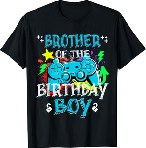 Gamer Brother of The Birthday Boy Gaming Party Level Unlock T-Shirt - T-Shirt | Black