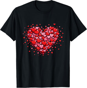 Heart Made of Hearts Valentine Romantic Couple Matching T-Shirt - T-Shirt | Black