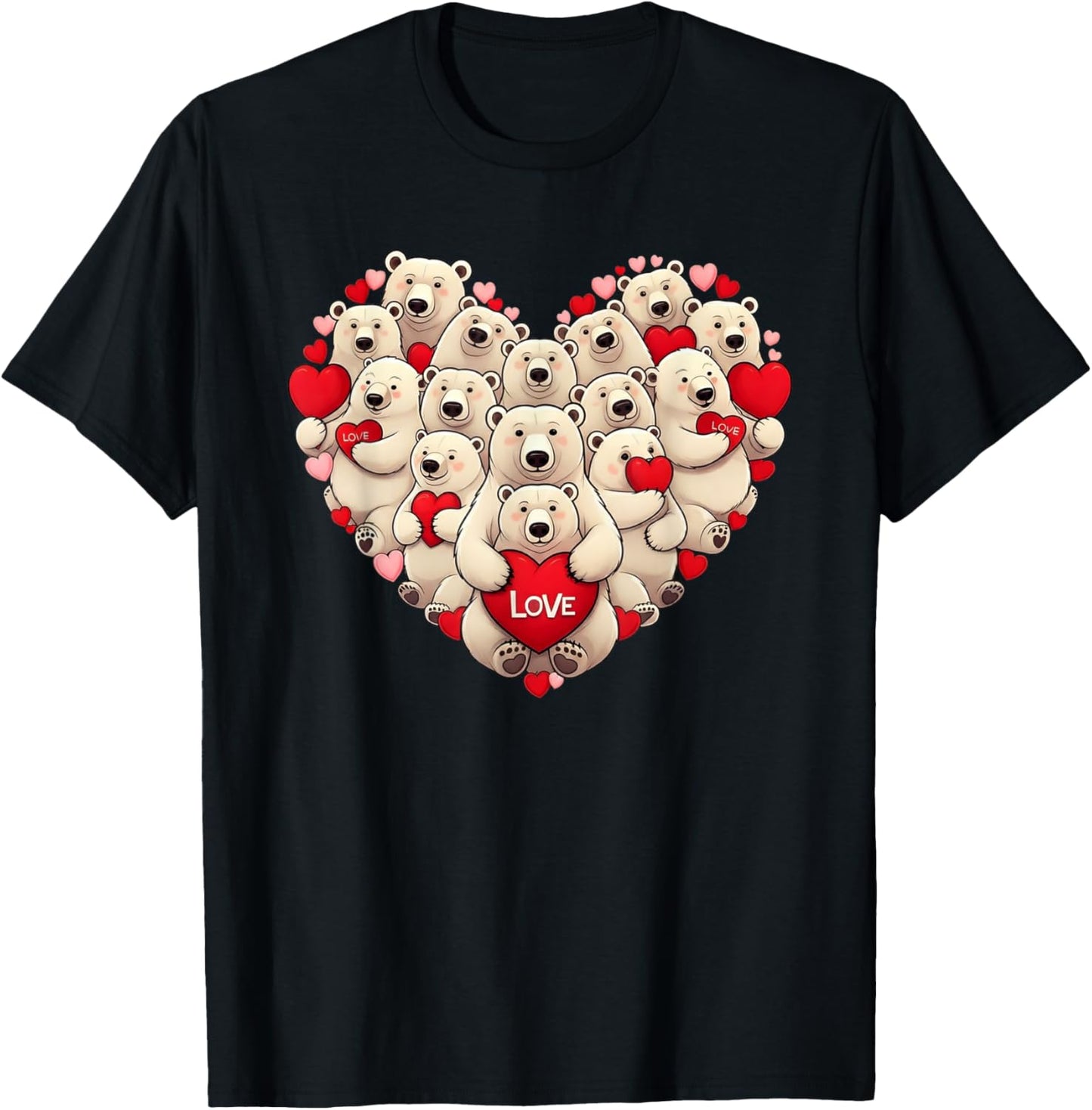 Funny Polar Bear Heart Valentine Polar Bear Kids T-Shirt - T-Shirt | Black