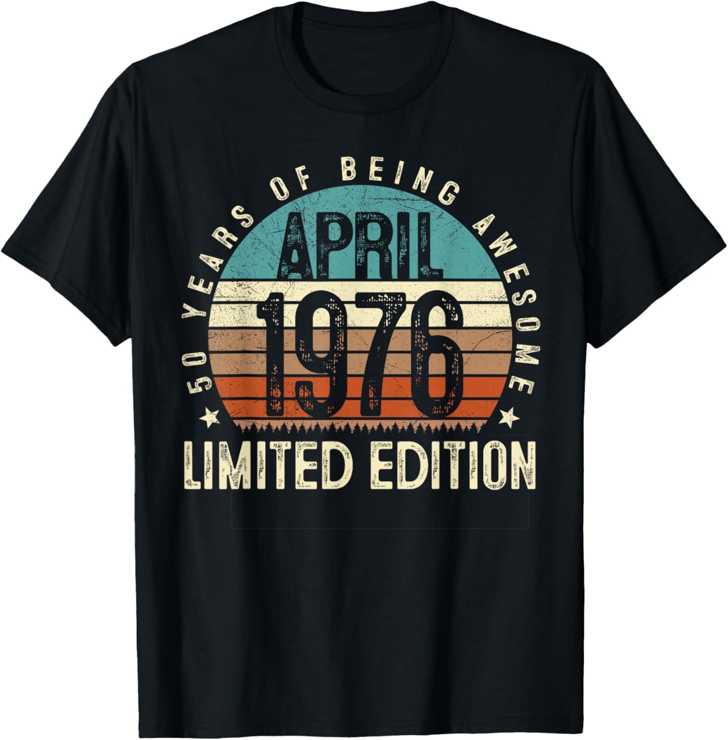 50 Year Old Vintage April 1976 Retro 50th Birthday Men Women T-Shirt - T-Shirt | Black