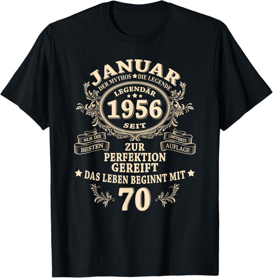 70th Birthday Gift Man Myth Legend January 1956 T-Shirt - T-Shirt | Black