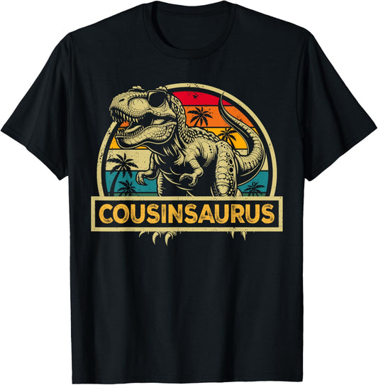 Cousinsaurus T Rex Dinosaur Cousin Saurus Family Matching T-Shirt - T-Shirt | Black