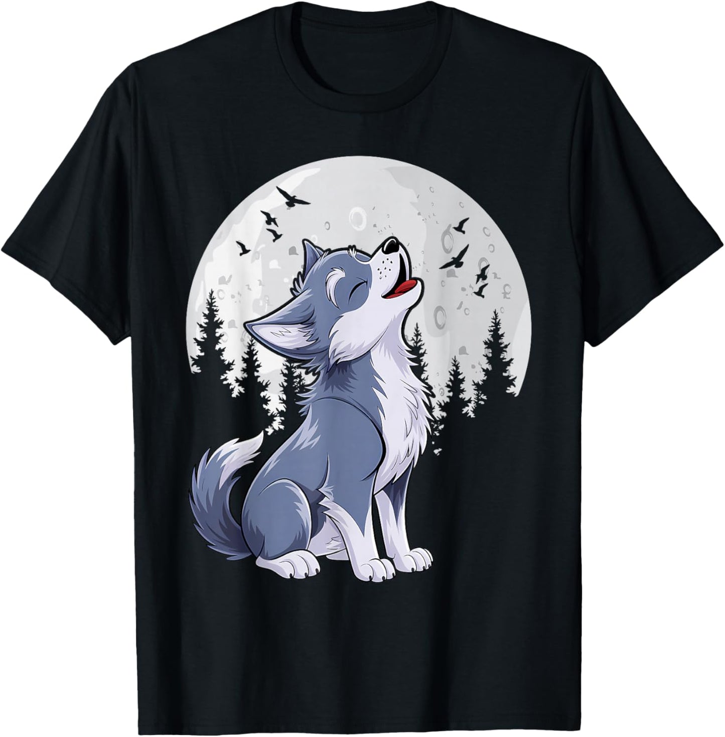 Cute Baby Howling Wolf Cub Sketch Costume T-Shirt - T-Shirt | Black