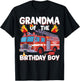 Grandma of The Birthday Boy Fire Truck Firefighter Bday T-Shirt - T-Shirt | Black