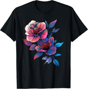 Vintage Floral Peony Rose Bouquet Botanical Bloom T-Shirt - T-Shirt | Black