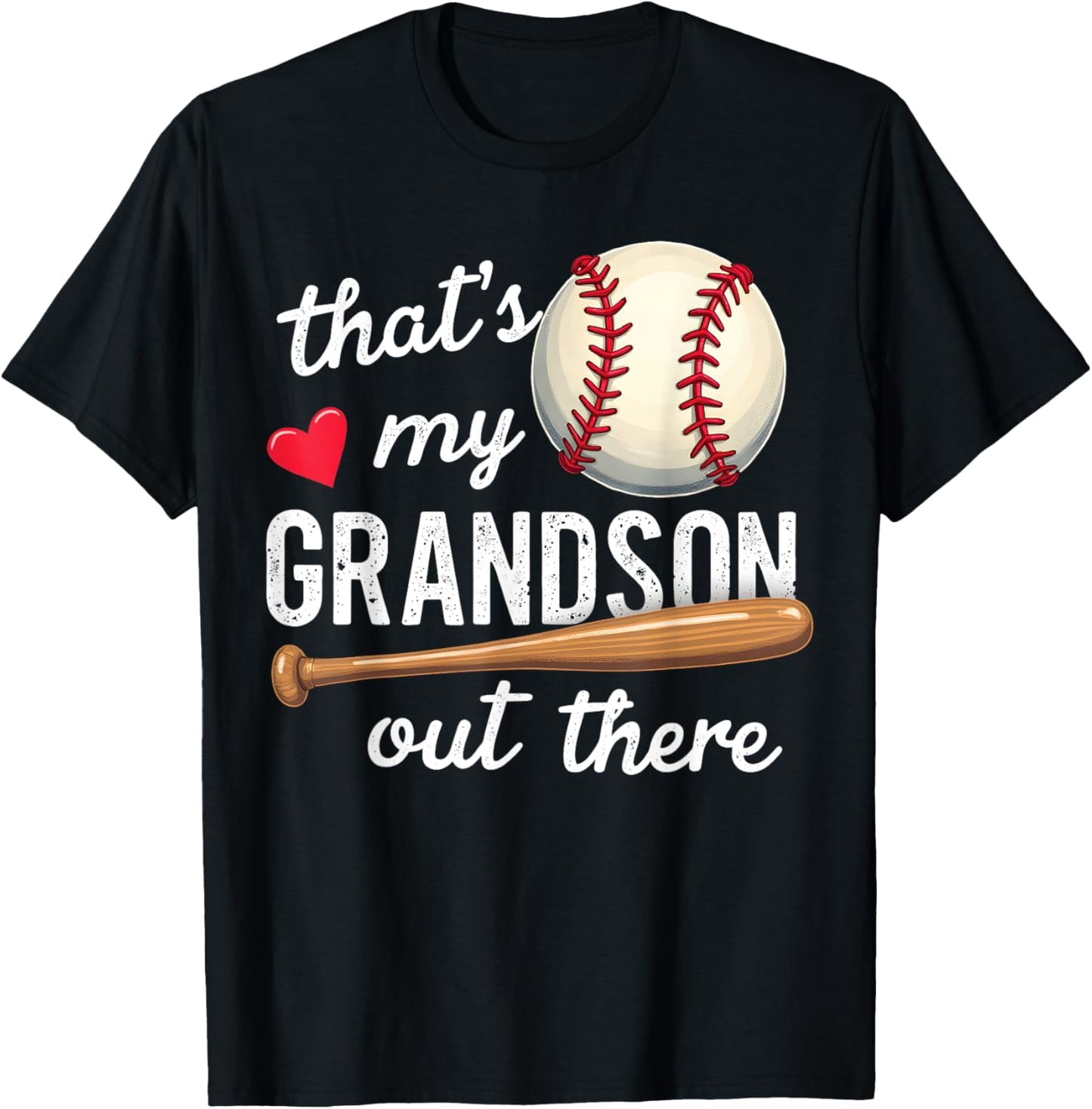 That's My Grandson Out There Baseball Grandma Mothers Day T-Shirt - T-Shirt | Black