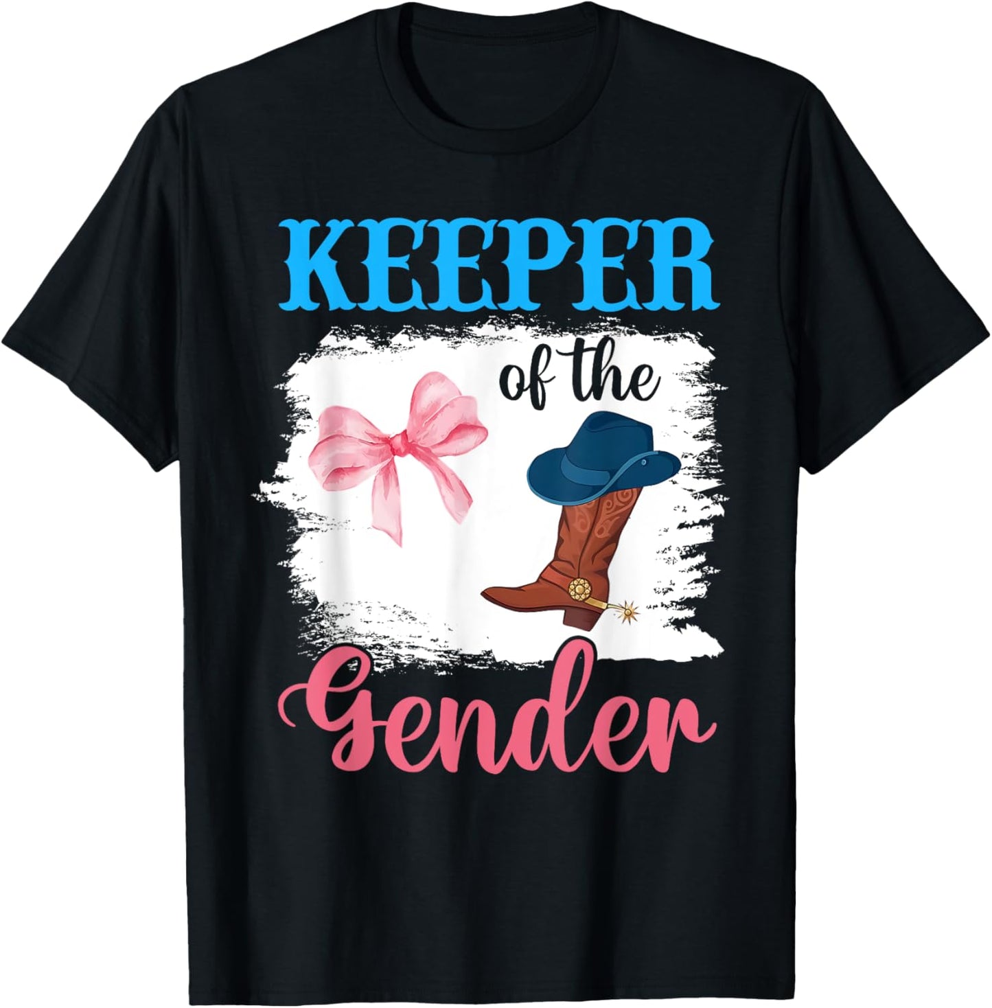 Boots or Bows Gender Reveal Decorations Keeper of the Gender T-Shirt - T-Shirt | Black