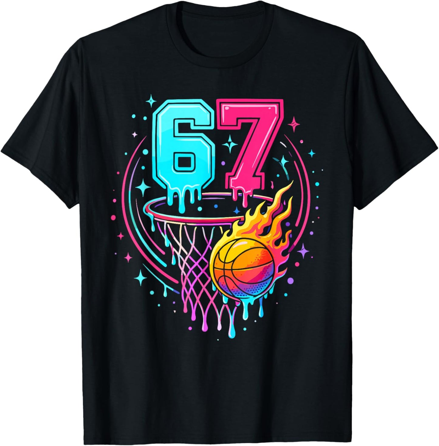 67 Basketball Ice Cream Drip Six Seven Bball T-Shirt - T-Shirt | Black